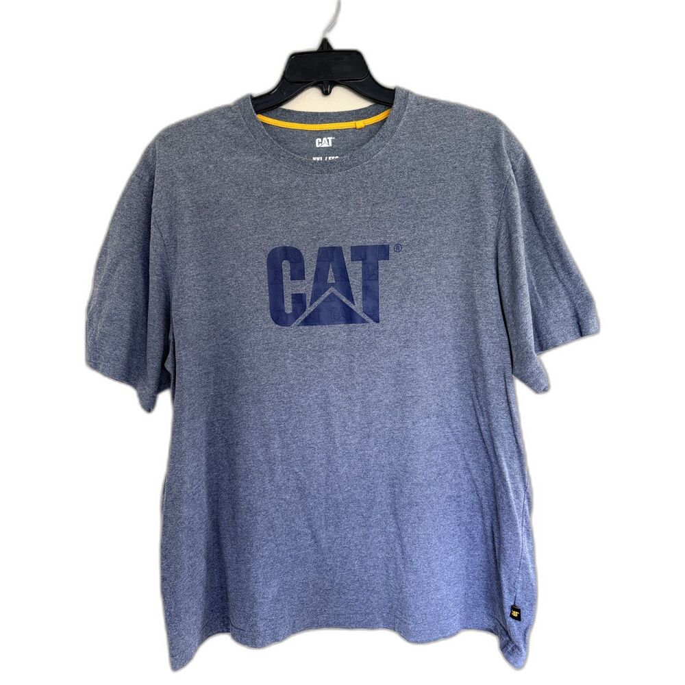 Caterpillar CAT Logo Graphic T-Shirt Mens XXL Heather Grey Workwear Short Sleeve